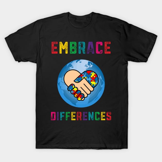 Embrace Differences Autism Awareness Day Month T-Shirt by zaymen.bouragba